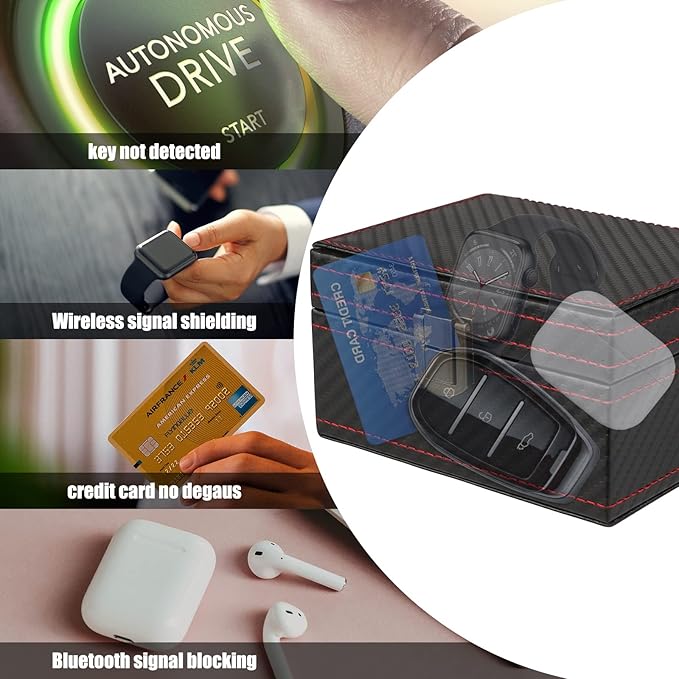 Diyife Faraday Box, RFID Box for Car Keys, Faraday Key Fob Protector Cage, Anti-Theft Key Fob Car Key Signal Blocking Shielding Box Gifts For Men, 4.6" x3.6" x2.5"