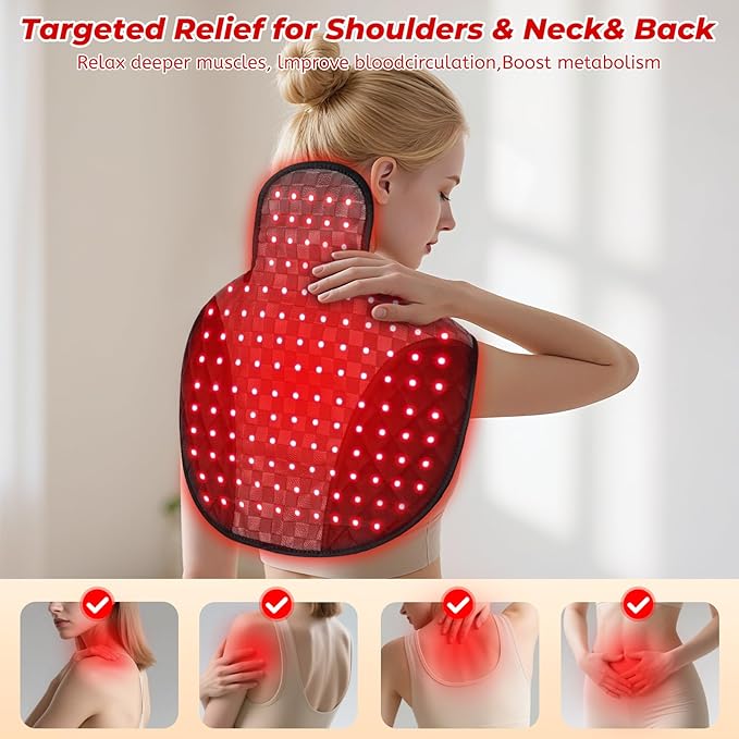 Cholas Red Light Therapy for Body, 3-in-1 Near Infrared Red Light Therapy for Shoulder Back Neck, 660nm and 850nm Wearable Red Light Pad with 3 Light Modes, for Office Home Use,Gift for Men Women