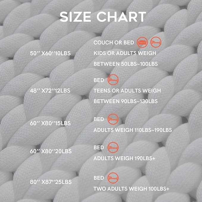 YnM Knitted Weighted Blanket, Hand Made Chunky Knit Weighted Throw Blanket for Sleep or Home Décor, Rest and Relax in Style Handmade Weighted Blankets (White, 80''x87'' 25lbs)