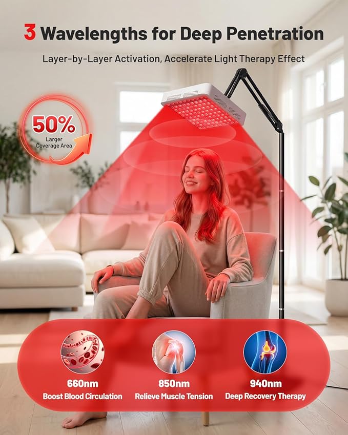 Red Light Therapy for Face Body, 660nm 850nm 940nm Infrared Light Therapy for Home Use, Dual Stand/Hanging Kit, Muscle Recovery & Skin Wellness LED Red Panel with Goggles & Mask, Ideal Gift for Women