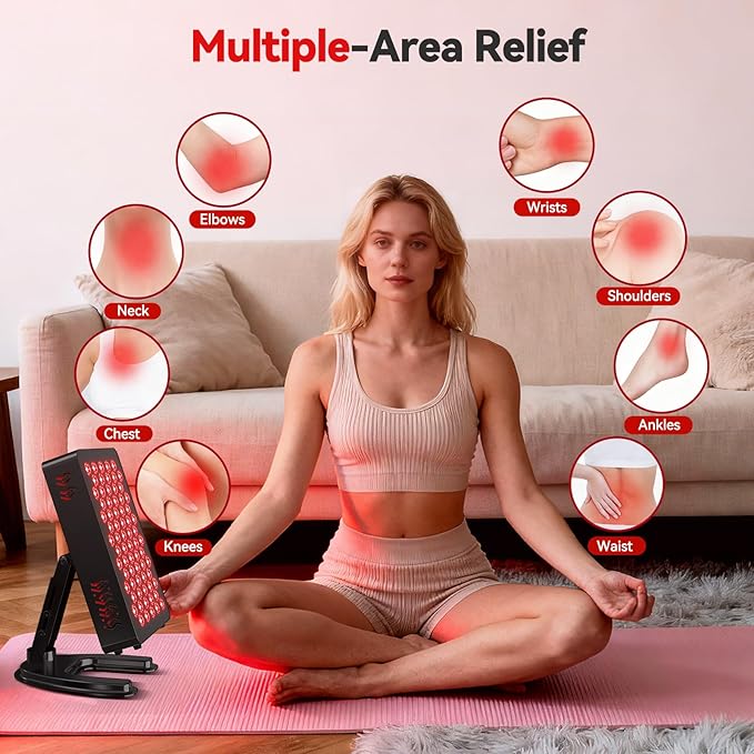 Red Light Therapy for Body & Face, Red Near Infrared Light 610-920nm with Timer and Adjustable Stand, Touch & Remote Control, 70 LEDs. Clinical Grade Panel for Energy, Pain, Skin, Recovery