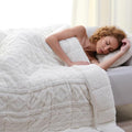 Cottonblue Jacquard Sherpa Weighted Blanket 20lbs for Adults, Soft Warm and Thickened Calm Blanket for Ultimate Comfort and Better Sleep, Heavy Weighted Blankets 60x80 Inches, Cream White