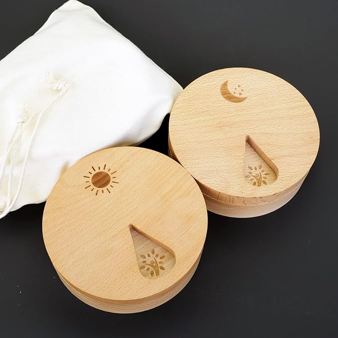 AM&PM Set of 2 Wood Weekly Pill Organizer for Medicine Vitamin 2 Times a Day,Arthritis Friendly 7-Day Pill Box Medium Compartments Holder,Daily Portable Travel Pill Case with Velvet Bag