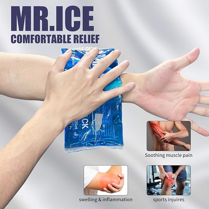 Gel Ice Packs for Head Neck Knee Elbow Wrist Foot Pain Relief (2 Pack) - Ice Packs for Injuries Reusable Gel Hot Cold Pack for Injuries - Flexible Cold Pack for Breast Surgery, Strain, Migraine