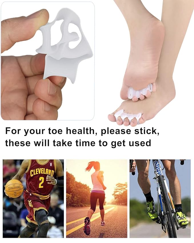 2Pairs Toe Separators Toe Spacers for Women Men to Correct Bunion, Relieve Feet Pain, Foot Alignment, Toe Straighteners for Hammertoes, Plantar Fasciitis (L, Women Shoe Size 13+, Men:11.5+)