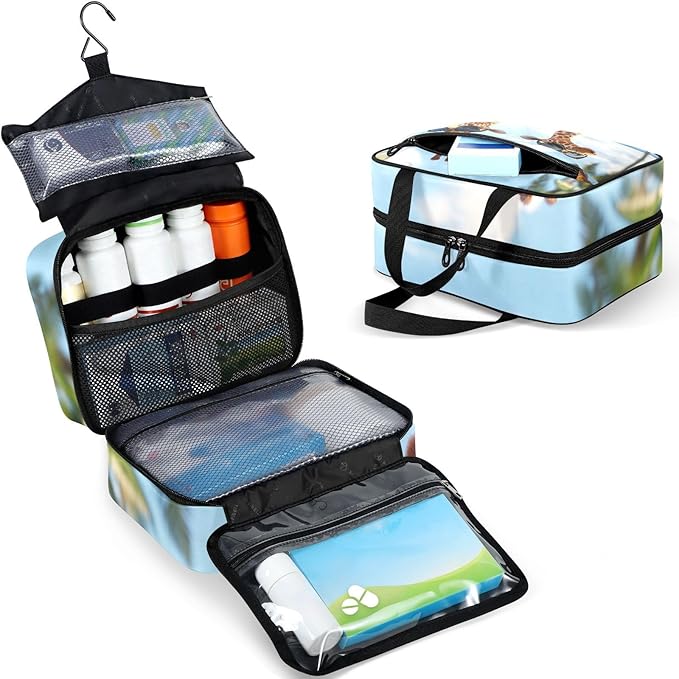 Fustylead 3d Funny Giraffes Driving Car Large Medical Supplies Organizer Bag with Zipper Empty First Aid Bag Trauma Kit for Traveling Hiking Camping