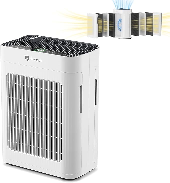 Dr.Prepare Air Purifier for Home Large Room Up to 3,000 ft², with Dual-Sided Washable Pre-Filter, Pet Mode, PM 2.5 Display, Filters Up to 99.97% of Particles, Pollen, Smoke, for Bedroom, Office