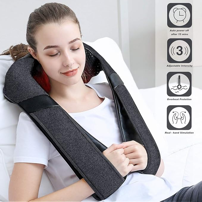 Mirakel Neck Massager for Pain Relief Deep Tissue, Shiatsu Shoulder & Back Massager with Heat, Electric Kneading Whole Body Massage - Mothers Day Gifts for Mom, Wife, Women, Dad, Men (NOT Cordless)