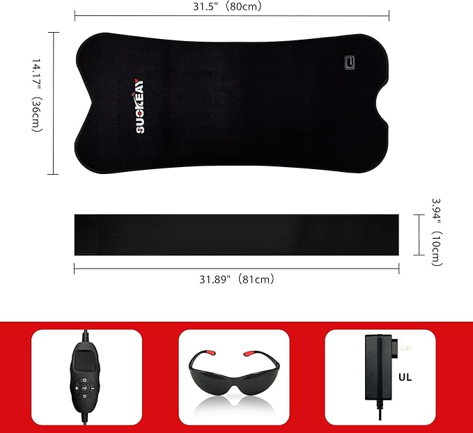 Red Light Therapy Mat 31.5‘’*14.2‘’ 330led（990Chips）Infrared Light Therapy for Body Pad Time Control 660nm&850nm for Pain Relief Wearable for Muscle Repair Gift