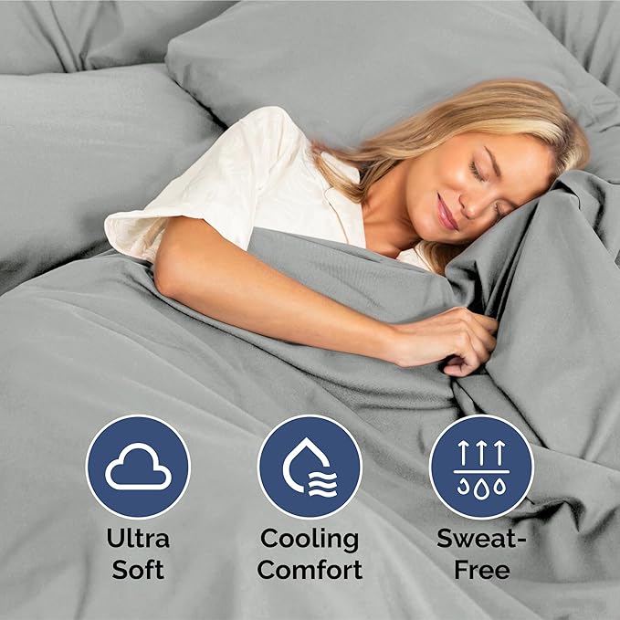 Split King Size 5 Piece Sheet Set - Extra Soft, Breathable, And Cooling Sheets - Hotel Luxury Bed Sheets for Women & Men - Deep Pockets, Easy-Fit & Wrinkle-Free - Light Slate Grey Oeko-Tex Bed Sheets