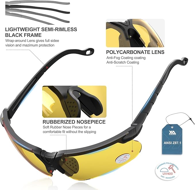 xaegistac Shooting Glasses with Case Anti Fog Hunting Safety Glasses for Adults