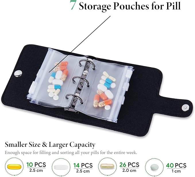 Hennaja Pill Organizer,Pill Pouches Clear Plastic Pill Bags Self Sealing Travel Medicine Organizer Storage(1-Carving Gold)