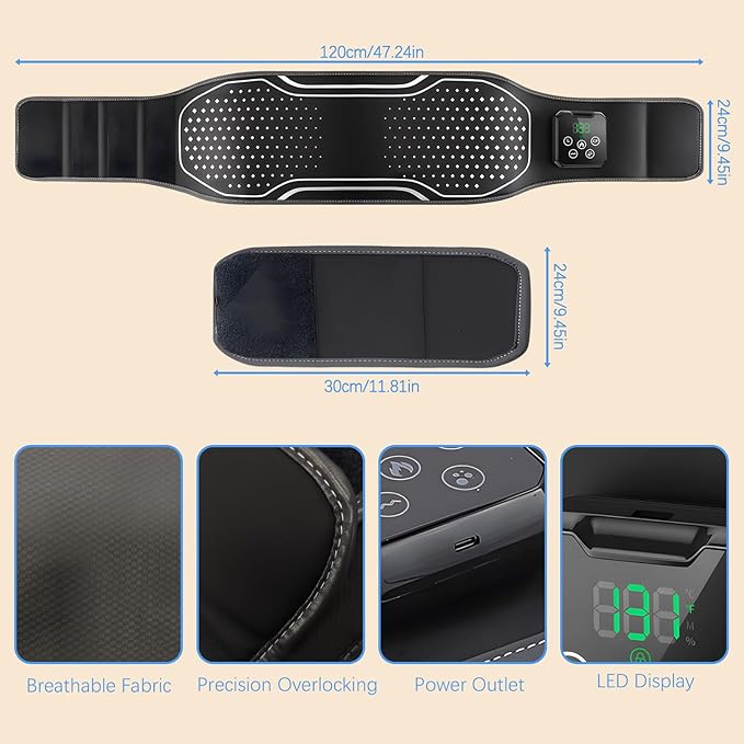 Cordless Hating Pad with Massager, Heating Pad for Back Pain Relief, Vibration Massage Heated Waist Belt Support, Portable Low Back Massager with 5 Heating Levels, Gifts for Women Men (Black-air)