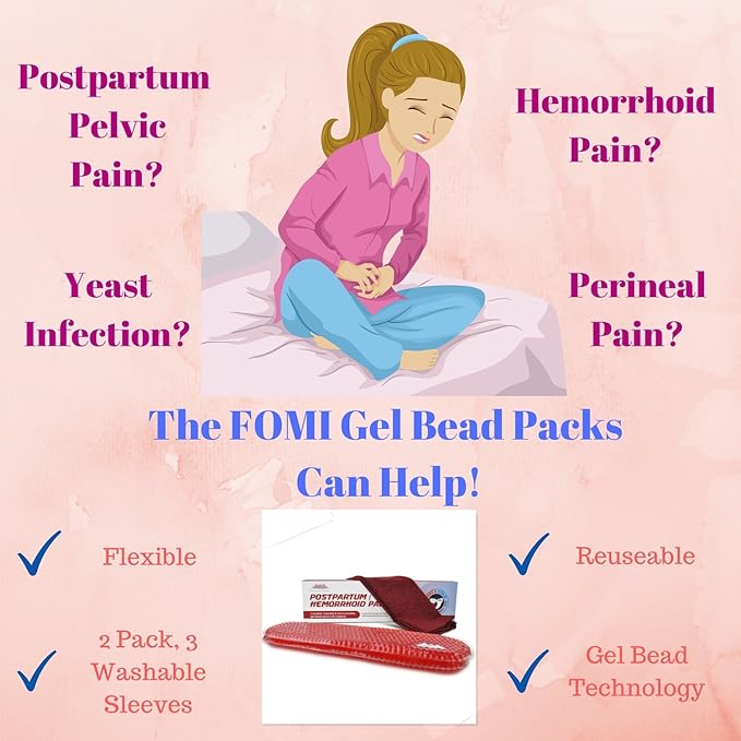 Hemorrhoid and Perineal Gel Bead Ice Compress by FOMI Care | 2 Pack, 3 Sleeves | Hot and Cold Pack for Hemorrhoid Treatment & Postpartum Pain Relief | Heating and Cooling Maternity Pads