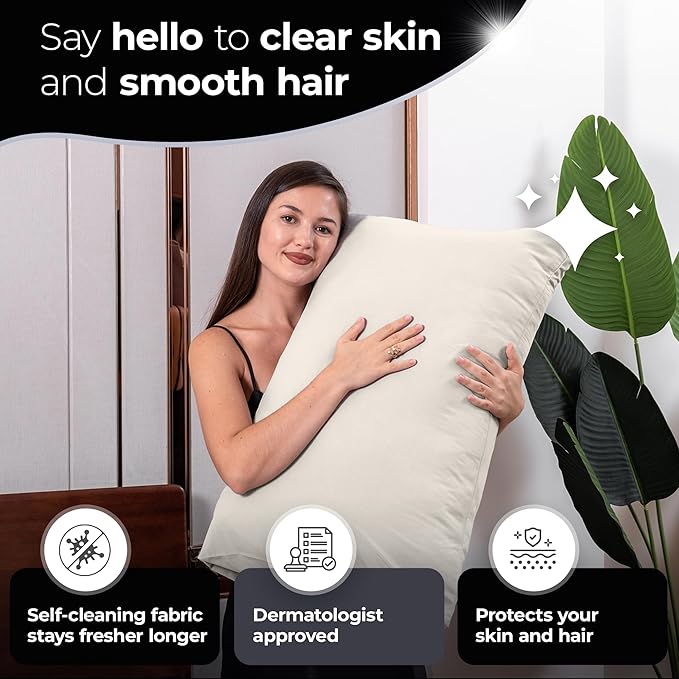 Silvery Silver Infused Bed Sheets Set - Ultra-Soft Temperature-Regulating Fabric with Self-Cleaning Technology™ That Stays Fresh 3X Longer for Hygienic Sleep