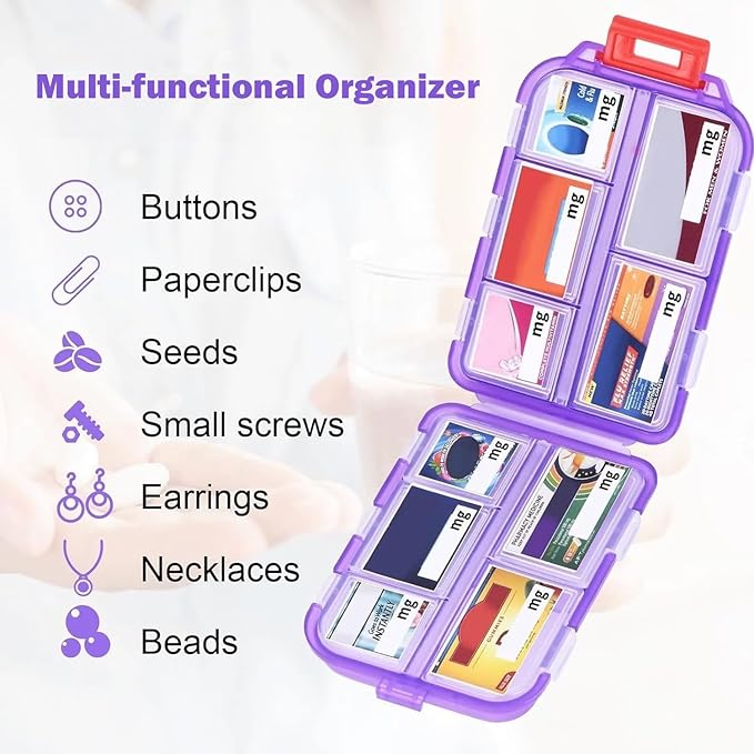 Weekly 7 Day Pill Organizer, Travel Pill Box, Pill case, Medicine Organizer, Pill Container, Pillbox 7 Day, Pill Dispenser, Medication Organizer, Pill Organizer Weekly