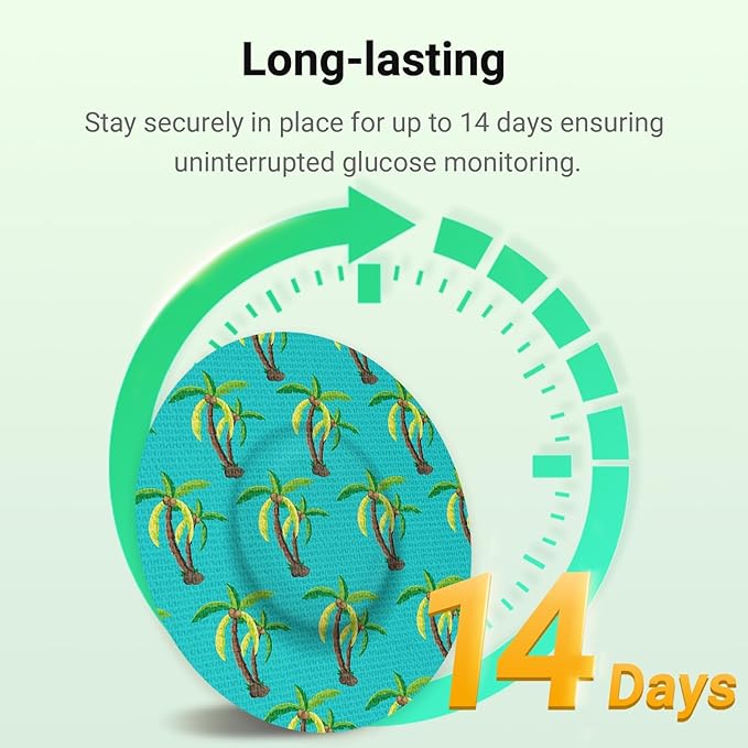 Freestyle Libre 2 & Lingo Colorful Adhesive Patches, 2pcs Protective Hardshell Cover + 10pcs Surprise Pattern Sensor Patches,Multiple Protection for CGM Glucose Monitor