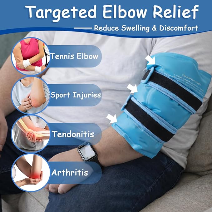 King Mills Plus Size Elbow Ice Sleeve, Ideally Used as Tennis Elbow Ice Pack Wrap with Cold or Hot Therapy for Bursitis, Golfers Treatment, Arthritis, and Tendonitis Pain Relief