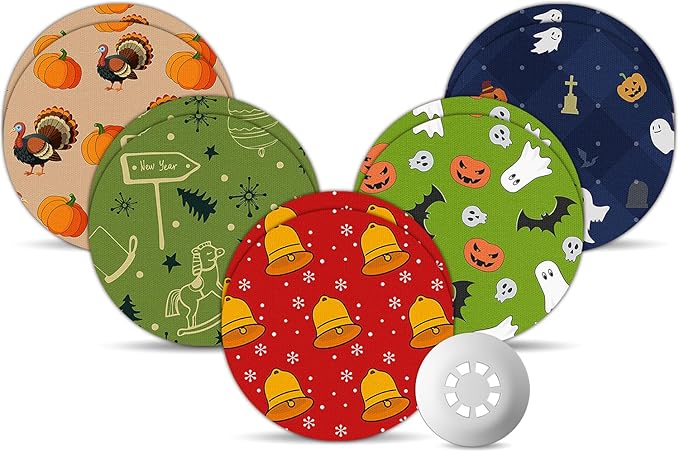 Libre 3 Sensor Covers Waterproof Christmas, Amolyfe 10-Pack Freestyle Libre 3 Covers, Bump-Proof with Hard Cap, Waterproof Breathable Medical CGM Adhesive Patches, 14-Day CGM Protection