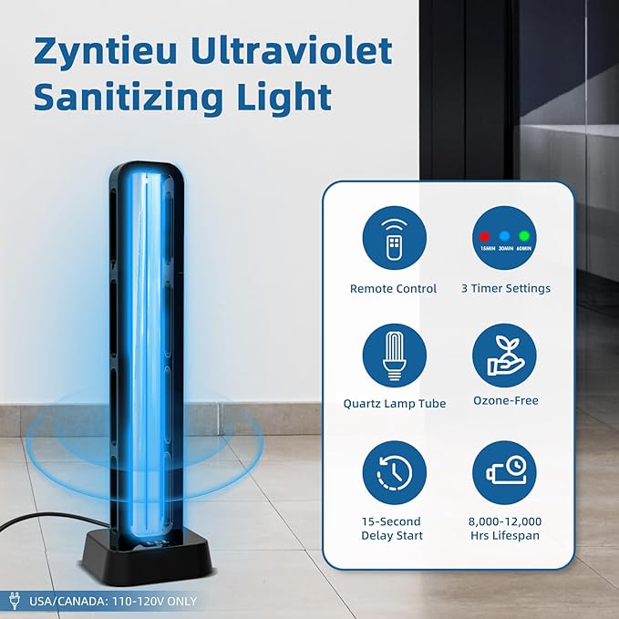 69W UV Light Sanitizer with Remote Control and 3 Timers – Home Disinfection Device 99.99% Cleaned of Germs, Viruses, Mold and Dust Mites – Whole Room Disinfection Lamp for Home and Office