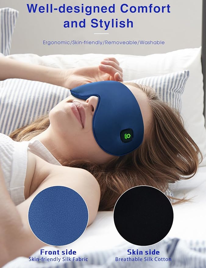 Heated Eye Mask-Cordless Warm Eye Compress Heated Eye Mask for Dry Eyes, Blepharitis,Light Blocking Heat Eye Mask for Men Women, Electric Warm Eye Mask for Airplane Sleeping for Travel (Navy Blue)