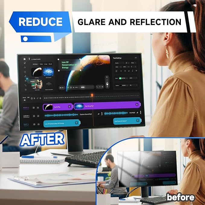 IPROKKO 【2 Pack 19 inch Anti-Blue Light monitor Screen Protector for 5:4 Widescreen,Removable Anti Glare Blue Light Blocking Screen Filter，LED PC Anti-UV Eye Protection Filter Film