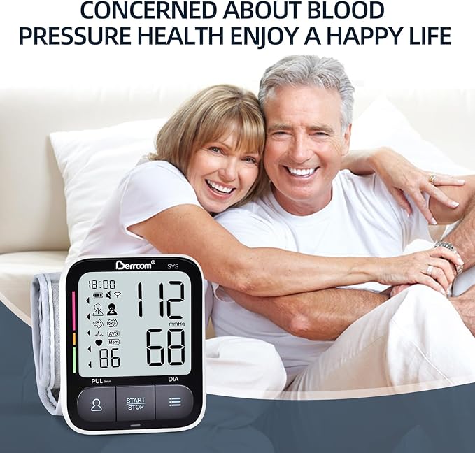 Berrcom Wrist Blood Pressure Monitor for Home Use, Automatic Digital BP Machine with Voice Broadcast, Large LCD Display, 2×120 Memory, Portable Case Included