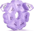 Weekly Pill Organizer, 7 Day AM/PM Pill Box with 14 Compartments, 2 Times a Day Travel Pill Case for Vitamins, Medicine, Fish Oil & Supplements (Purple)