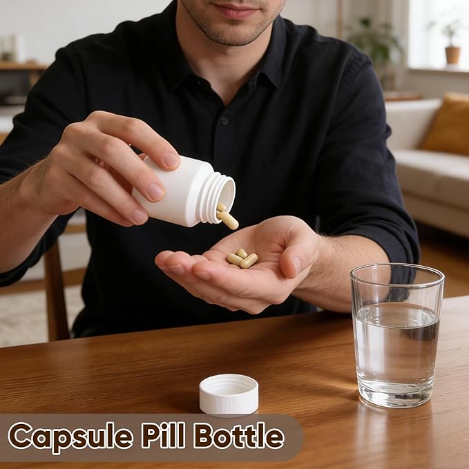 DEMORA Pill Bottle Empty with Screw Cap, Wide Mouth Travel Small Pill Bottle Plastic Medicine Containiers Medicine Organizers for Medications Capsules (1.7 oz, 10 Pcs)