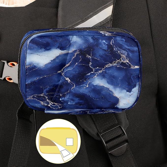 Royal Blue Modern Marble Travel Pill Organizer Box Weekly Portable Pill Case Daily Pills 7 Day Small Birth Control Pills Container Removable Compartments for Medicine Vitamins Fish Oil