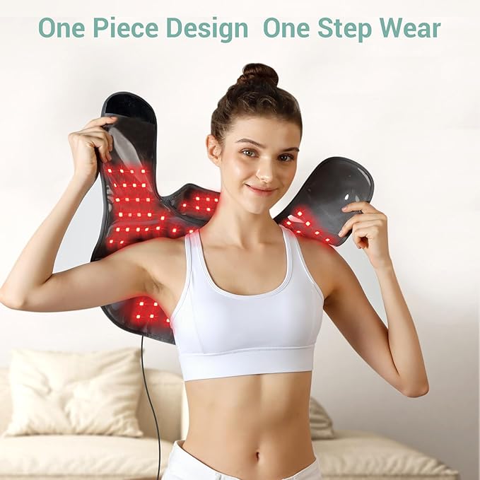 Comfytemp Red Light Therapy for Neck Shoulder Back 162 LEDs, Wearable Infrared Light Therapy Pad for Body, Flexible Near Light Therapy Wrap, 660nm & 850nm
