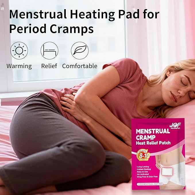 Menstrual Heating Patch for Women - 10 Packs Ginger Warming Patches Heat Pad for Period Cramps, Long-Lasting 8-12 Hours Warmth, Adhesive & Comfortable for Abdomen, Lower Back Relief
