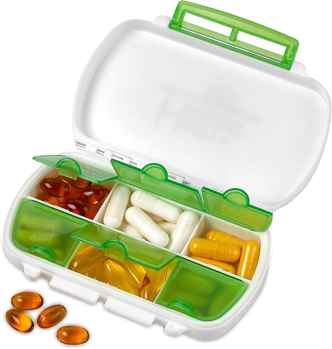 Pill Boxes- Pack of 2 Waterproof Medicine Pill Holder Cases, BPA-Free Daily Tablet Holder Storage Organizer Dispenser for Medications, Supplements, & Vitamins, Ideal for Travel by MEDca