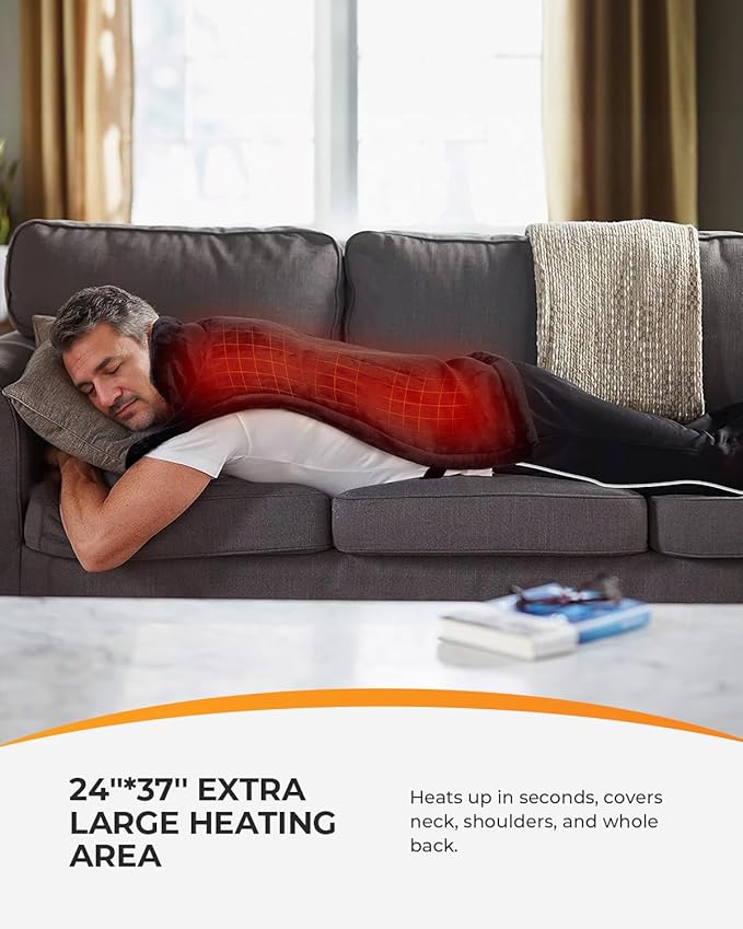 CooCoCo Heating Pad for Neck and Shoulders and Back Pain Relief, HSA Eligible 24"x37" Electric Heat Pad, Auto Shut Off, ETL Certified, Black
