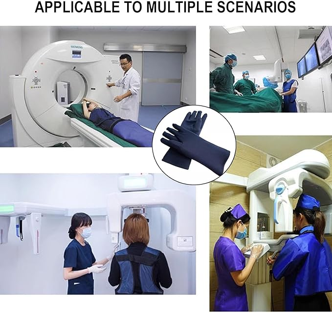 X-ray Protective Gloves, Radiation Safety Lead Gloves, Hand X-ray Shield Gloves, Used for MRI CT Protection (Color : Navy Blue, Size : 0.5mmpb)