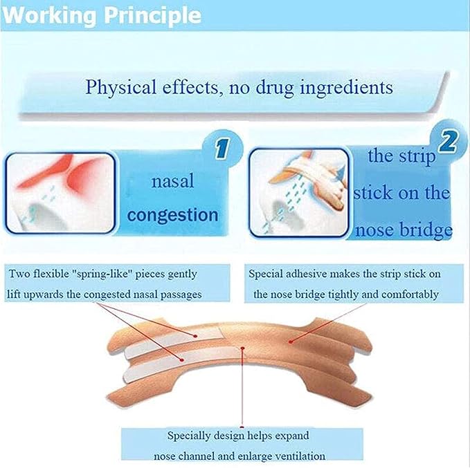 Breathe Better Nasal Strips to Reduce Snoring Drug-Free Works Instantly to Improve Sleep Relieve Nasal Congestion (200)