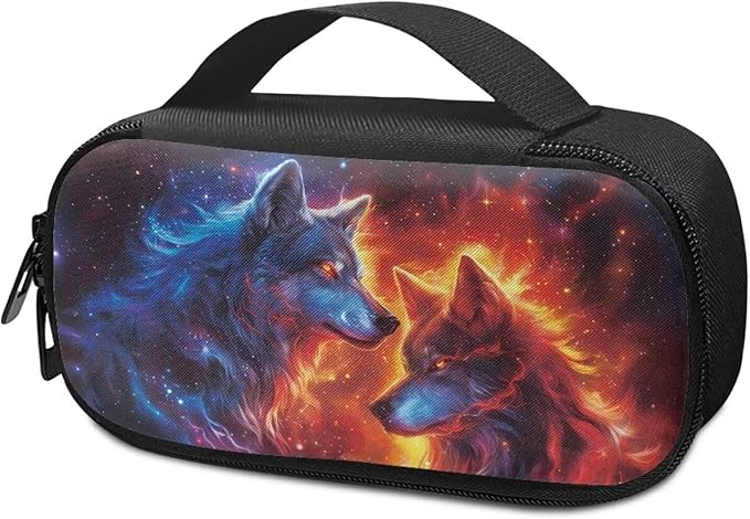 Fire Flame Wolf Insulin Travel Case Diabetic Medication Cooler Bag with Handle to Store Insulin Pen, Lancets, Needles, Glucose Meter, Tester Strips, Easy to Carry