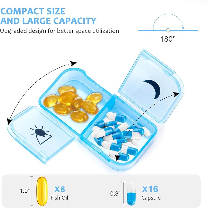 Pill Organizer 2 Times a Day - CHIPNEW Food Grade Medicine Organizer -7 Day Large Detachable Travel Pill Box-Pill Container, Holder for Supplements, Vitamins, and Medications(Translucent)