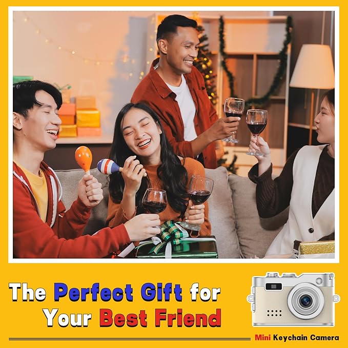 Mini Keychain Camera, 1080P & 2MP Retro Aesthetic, 32GB Memory, Pocket-Sized Vintage Camera, Bag Charm, Birthday Gift