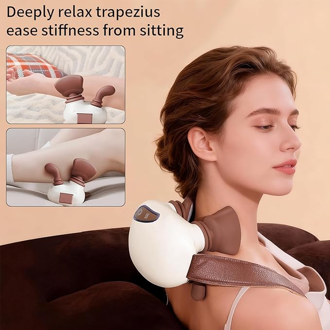 Neck and Shoulder Massager with Hands,Wireless Portable Deep Tissue Massage for Neck, 4D Bionic Real Touch Shiatsu Hand Massager, Rechargeable Cervical Electric Massager for Home Office