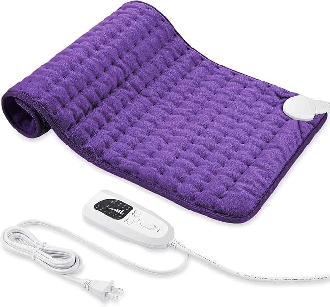 Electric Heating pad with 6 Heat Settings, Auto Shut Off, Dry Electric Heating for Back Neck Knee Arms Legs Shoulder Heat Pads for Christmas Birthday Father's Day Mother's Day (24"X12", Dark Purple)