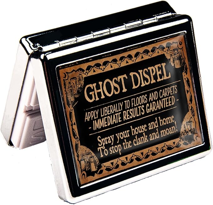 7 Days Chromed Shiny Silver Pill Organizer with Mirror Inside Has 8 Separate Compartments Rectangle 7 Days Pill Box Pill Case (Ghost Dispel)