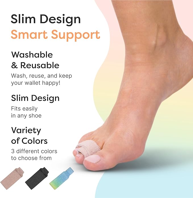 ZenToes Hammer Toe Corrector for Women & Men - Reusable Fabric Buddy Wraps for Broken Toes - Cushioned Toe Splint for Protection & Recovery & Hammertoe Straightener - 4 Count (Small, Beige)