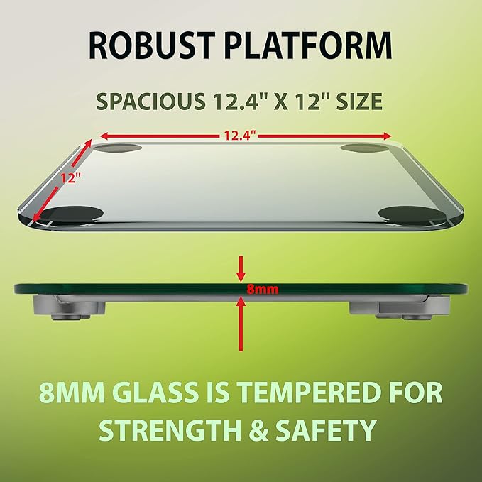 Eat Smart Digital Bathroom Scale, Highly Accurate Digital Bathroom Scale for Body Weight, 440 lb Capacity, Large Durable Glass Platform, Step On Technology, Silver