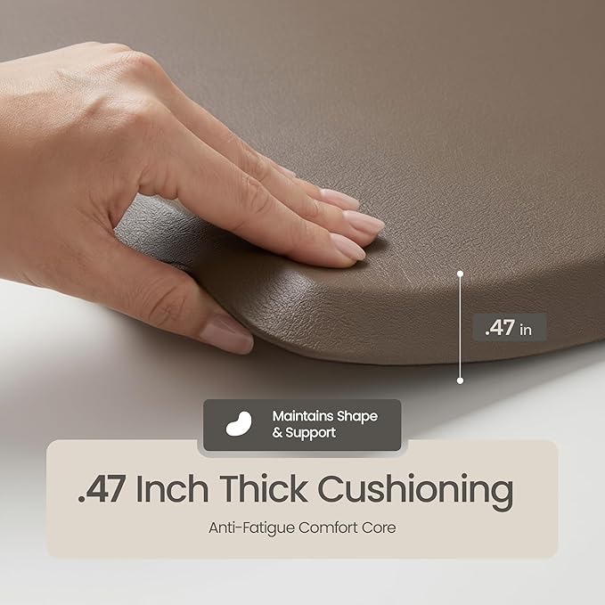 Anti Fatigue Kitchen Mats for Floor | Padded Kitchen Rugs | Non Slip, Cushioned Standing Desk Mat | Waterproof Floor Mat for Home and Office | 17.3" x 28" X 0.47", Brown, 1-Pack | More Décor