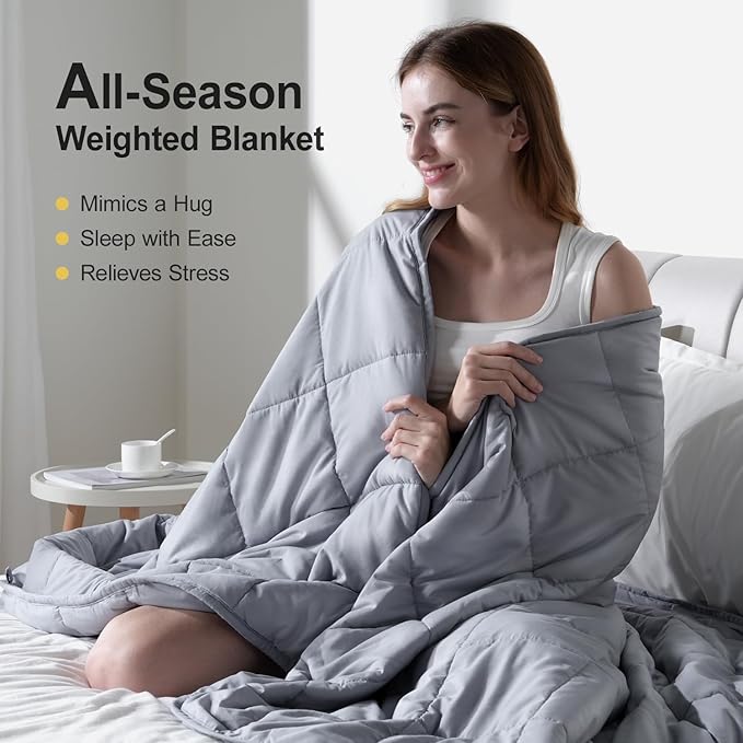 Lofus Weighted Blanket for Adults 17 lbs 60"x 80" Queen Size, Breathable All-Season Weighted Heavy Blankets, Soft Microfiber with Premium Glass Beads for Sleeping, Grey