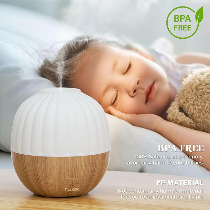 SALKING Essential Oil Diffuser, 300ml Aromatherapy Diffuser for Essential Oils, Ultrasonic Diffuser with Adjustable Mist Mode Timers, Cool Mist Humidifier with 8 Color Lights, for Office Home