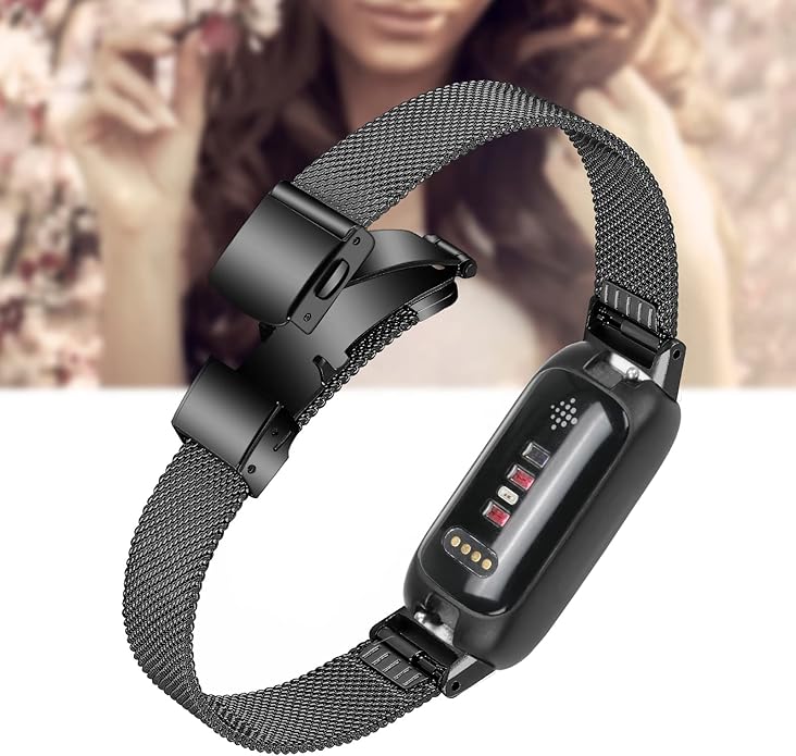 FitTurn Compatible with Fitbit inspire 3 metal band, Replacement Stainless Steel Mesh Watch Band Quick Release Metal Smart Strap for Fitbit inspire 3 Health & Fitness Tracker Watch