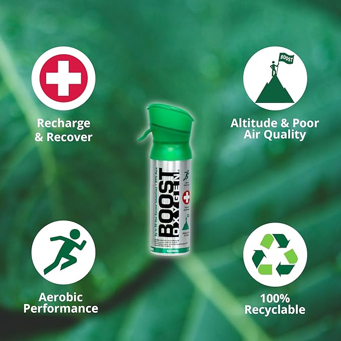 Boost Oxygen Pocket Size Natural 3L Canister | Respiratory Support for Aerobic Recovery, Altitude, Performance & Health (5 Pack)