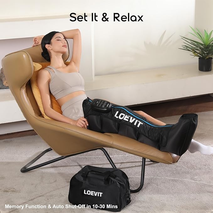 Cordless Air Compression Leg Massager for Pain Relief, Full Leg Boots with Dynamic Pressure, Enhances Circulation, Reduces Muscle Pain, Fast Recovery (Single)